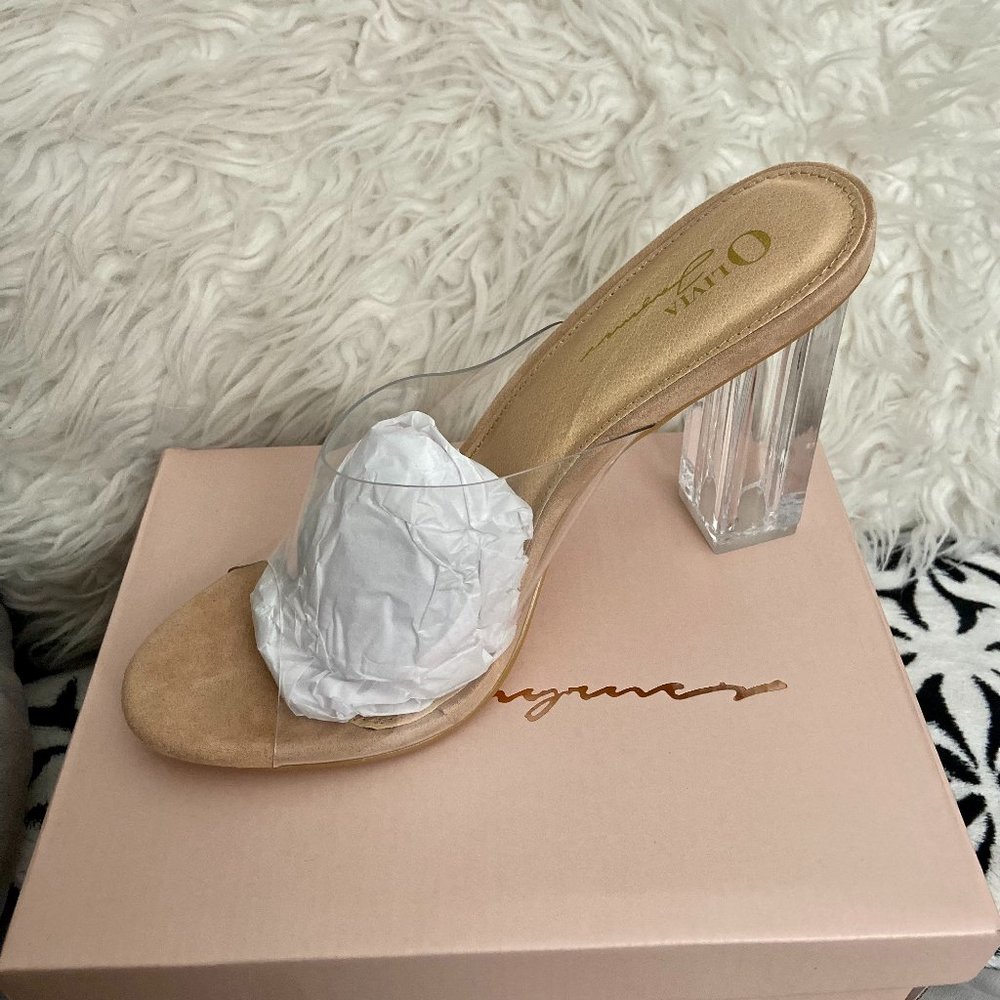 **New- In Box Women's Clear Chunky Block Heels